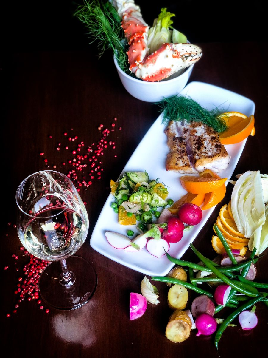 grouper with white wine crab sauce