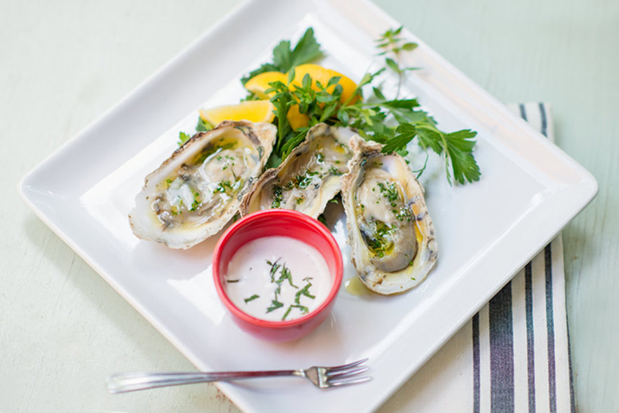platter of raw seafood oysters