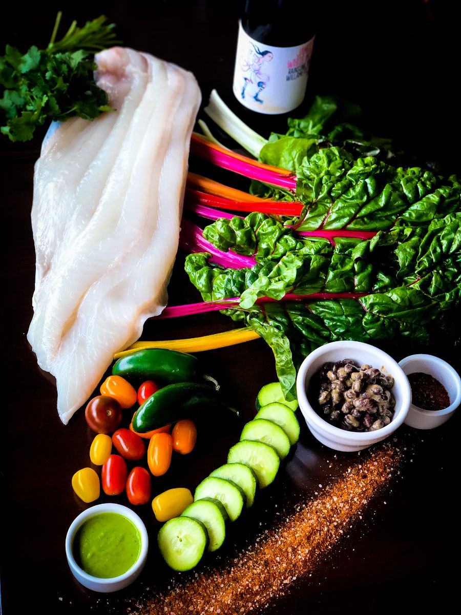 white seabass with green gazpacho