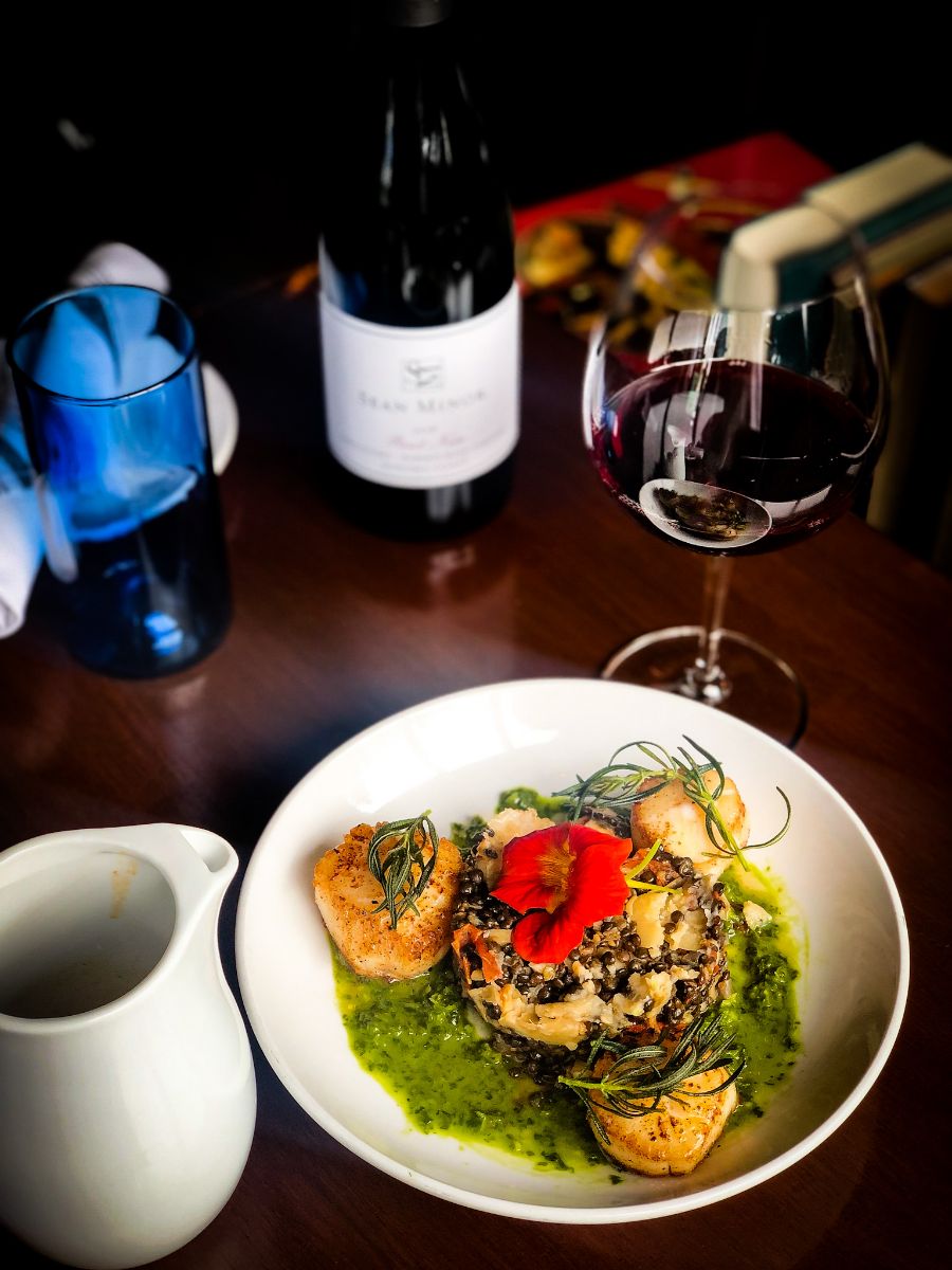 Meyer Lemon Scallops and Sean Minor Pinot Noir