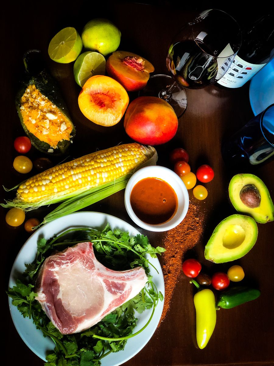 Feast Weekend Special - Smoked Pork Chop, Ancho Chili Sauce, Corn And Peach Salsa