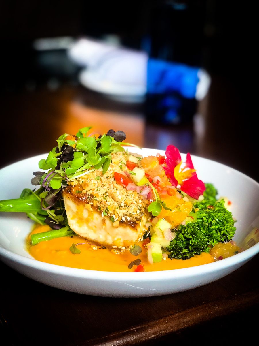Feast Weekend Special - Orange Glazed Mahi Mahi - Eyrie Chardonnay