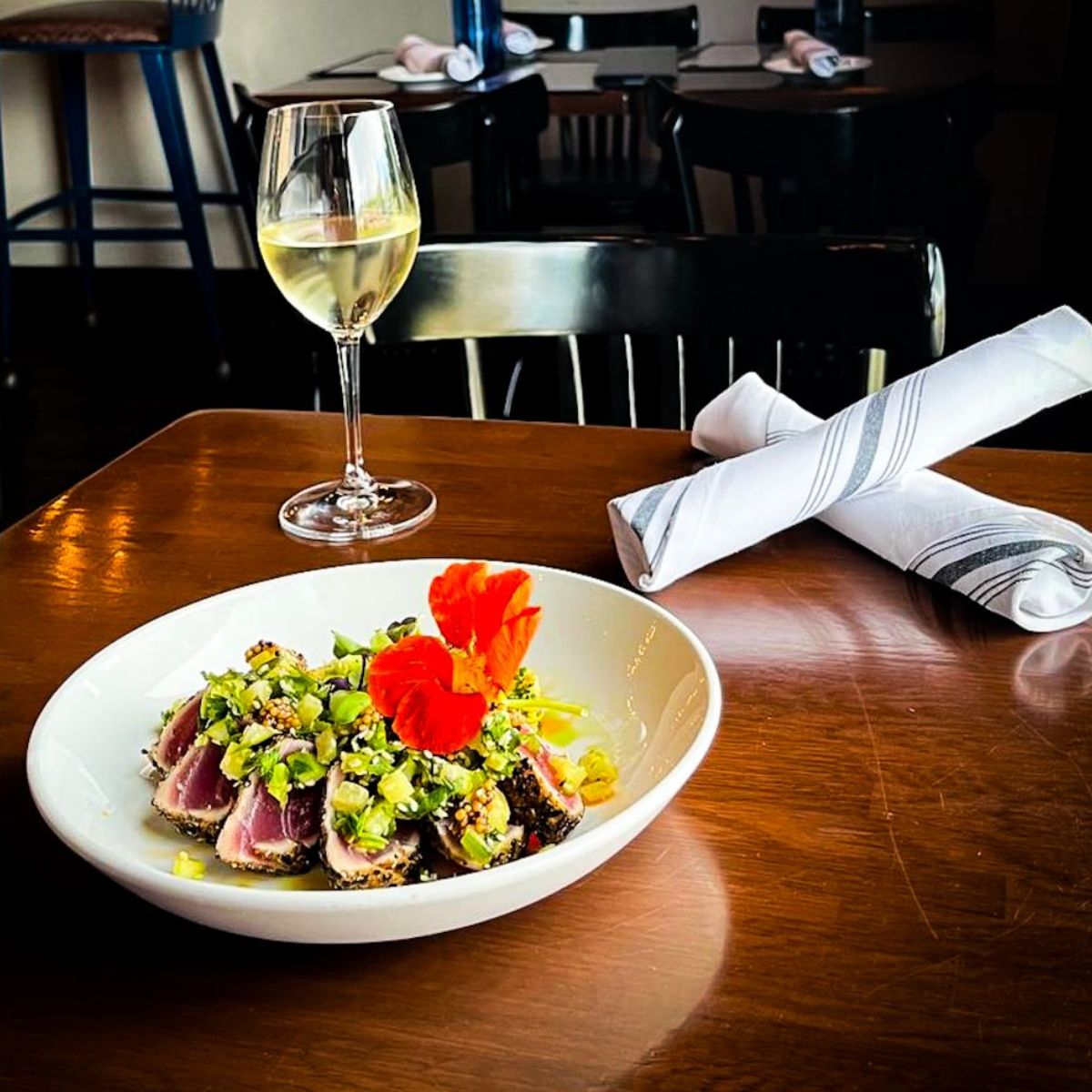 Seared Ahi, Pistachio & Green Olive