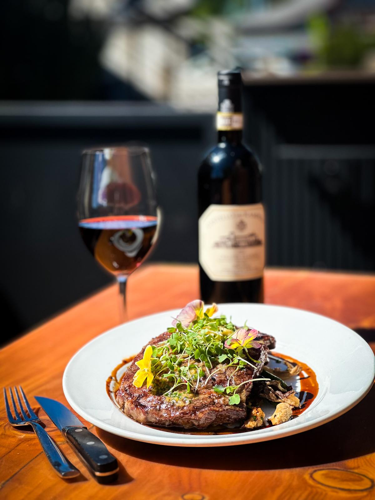 Butchers Cut 16oz ribeye with Ciacci Piccolomini d'Aragona Toscana Rosso