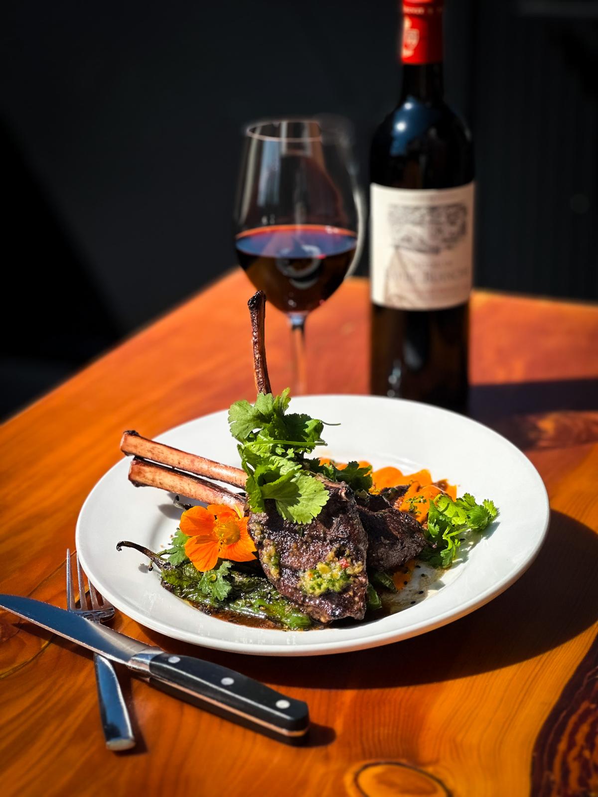 Grilled elk chops with miso honey butter at Feast Bistro